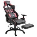 Cadeira de Gaming com Apoio de Pés Pele Sintética Vermelho Tinto