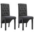 Cadeiras de Jantar 2 pcs Tecido Cinzento-escuro
