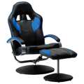 Cadeira Gaming C/ Apoio de Pés Couro Artificial Azul