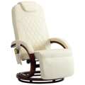 Cadeira Massagens Reclinável Tv Couro Artificial Branco Creme