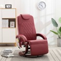 Cadeira Massagens Reclinável Tv Couro Artificial Vermelho Tinto