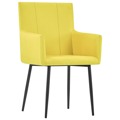 Cadeiras de Jantar com Apoio de Braços 2 pcs Tecido Amarelo
