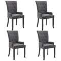 Cadeiras Jantar C/ Apoio de Braços 4 pcs Tecido Cinzento-escuro