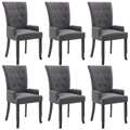 Cadeiras Jantar C/ Apoio de Braços 6 pcs Tecido Cinzento-escuro