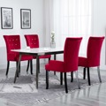 Cadeira de Jantar com Apoio de Braços 4 pcs Veludo Vermelho