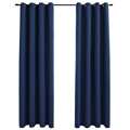 Cortinas Blackout com Argolas em Metal 2 pcs 140x175 cm Azul
