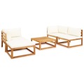 Conjunto Lounge Jardim C/ Almofadões Madeira Acácia Maciça 5 pcs