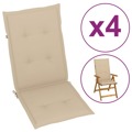 Almofadões para Cadeiras Altas de Jardim 4 pcs Tecido Bege