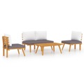 Conjunto Lounge Jardim C/ Almofadões Madeira Acácia Maciça 4 pcs