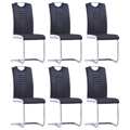 Cadeiras de Jantar Cantilever 6 pcs Couro Artificial Preto