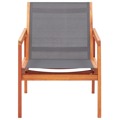 Cadeira Lounge de Jardim Eucalipto Maciço e Textilene Cinzento