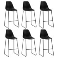 Cadeiras de Bar 6 pcs Plástico Preto