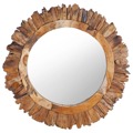 Espelho de Parede Redondo 60 cm Madeira de Teca