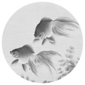 Wallart Papel de Parede Circular "two Goldfish" 142,5 cm