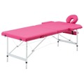 Mesa de Massagens Dobrável 2 Zonas Alumínio Rosa