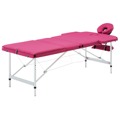 Mesa de Massagens Dobrável 3 Zonas Alumínio Rosa