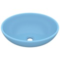 Lavatório Luxuoso Formato Oval 40x33cm Cerâmica Azul-claro Mate