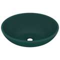 Lavatório Luxuoso Oval 40x33cm Cerâmica Verde-escuro Mate