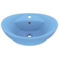 Lavatório Luxuoso Oval 58,5x39 cm Cerâmica Azul-claro Mate
