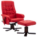 Cadeira Massagens Reclin. + Apoio Pés Couro Artificial Vermelho