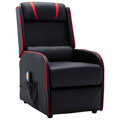 Cadeira de Massagens Reclinável Couro Artificial Preto/vermelho