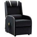 Cadeira de Massagens Reclinável Couro Artificial Preto e Branco