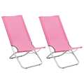 Cadeiras de Praia Dobráveis 2 pcs Tecido Rosa