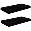 Prateleiras de Parede Suspensas 2 pcs 50x23x3,8cm Mdf Preto