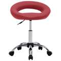 Cadeira de Trabalho com Rodas Couro Artificial Vermelho Tinto