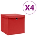 Caixas de Arrumação com Tampas 4 pcs 28x28x28 cm Vermelho