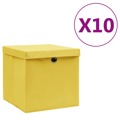 Caixas de Arrumação com Tampas 10 pcs 28x28x28 cm Amarelo