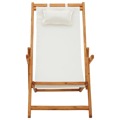 Cadeira de Praia Dobrável Madeira Eucalipto Maciça/tecido Creme