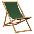 Cadeira de Praia Dobrável Madeira de Eucalipto e Tecido Verde