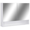 Armário Espelhado Casa de Banho com LED 80x15x60 cm Mdf Branco