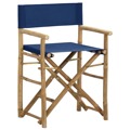 Cadeiras de Realizador Dobráveis 2 pcs Bambu e Tecido Azul