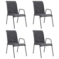 Cadeiras de Jardim Empilháveis 4 pcs Aço e Textilene Antracite