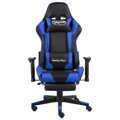 Cadeira de Gaming Giratória com Apoio de Pés Pvc Azul