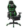 Cadeira de Gaming C/ Apoio de Pés Couro Artificial Preto/verde