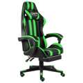 Cadeira Gaming C/ Apoio Pés Couro Artificial Preto/verde