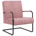 Cadeira Cantilever Veludo Rosa