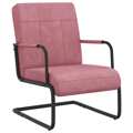 Cadeira Cantilever Veludo Rosa
