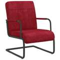 Cadeira Cantilever Veludo Vermelho Tinto