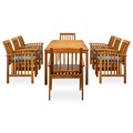 3058093 9 Piece Garden Dining Set With Cushions Solid Acacia Wood (45963+312130+2x312131)