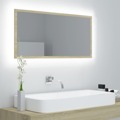 Espelho de Casa de Banho LED 90x8,5x37cm Contraplacado Castanho