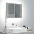 Armário Espelhado Casa de Banho LED 60x12x45 cm Cinza Cimento
