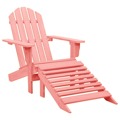 Cadeira Adirondack para Jardim com Otomano Abeto Maciço Rosa