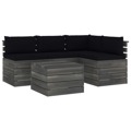 Conjunto Lounge de Paletes + Almofadões Madeira de Pinho 5 pcs