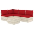 Conjunto Lounge de Paletes + Almofadões Madeira de Abeto 5 pcs