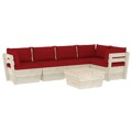 Conjunto Lounge de Paletes + Almofadões Madeira de Abeto 6 pcs