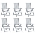 Cadeiras de Jardim Reclináveis 6 pcs Acácia Maciça Cinzento